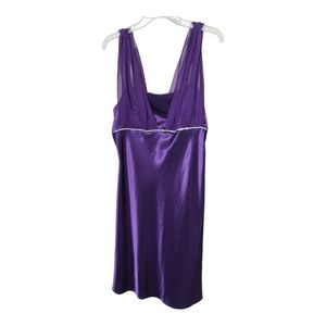 Womens 2x  Pacific Plex Purple  Satin Crystals Chiffon Prom Dress